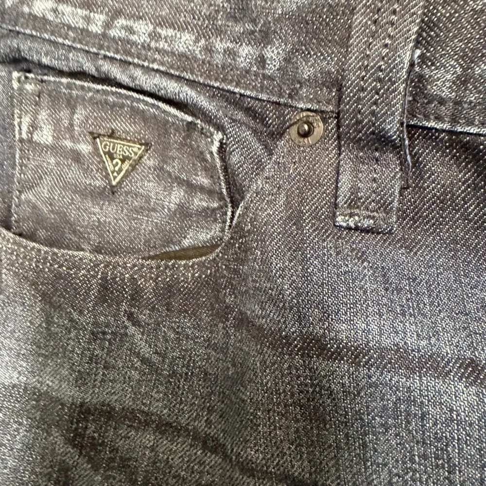 Guess Mens Lincoln Straight Denim Jeans 38x34 Wash Indigo Whiskered Classic Y2K